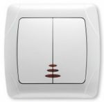 Выключатель VI-KO Carmen двухклавишный с подсветкой белый Выключатель VI-KO Carmen двухклавишный с подсветкой белый