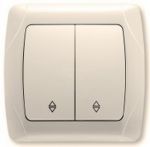 Выключатель VI-KO Carmen двухклавишный проходной кремовый Выключатель VI-KO Carmen двухклавишный проходной кремовый