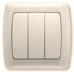 Выключатель VI-KO Carmen трехклавишный кремовый Выключатель VI-KO Carmen трехклавишный кремовый