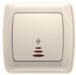 Выключатель VI-KO Carmen одноклавишный проходной с подсветкой кремовый Выключатель VI-KO Carmen одноклавишный проходной с подсветкой кремовый